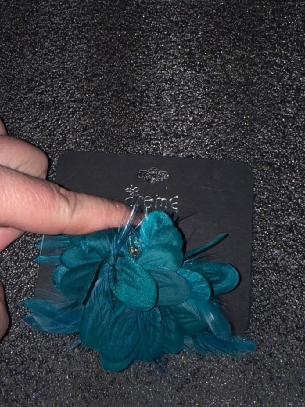 Drema Teal Feather Flower Hair Clip